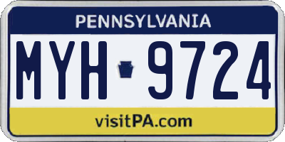 PA license plate MYH9724