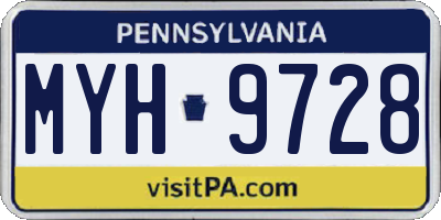 PA license plate MYH9728
