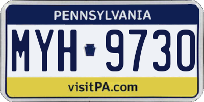 PA license plate MYH9730