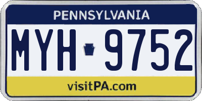 PA license plate MYH9752