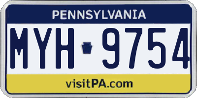 PA license plate MYH9754
