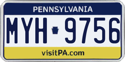 PA license plate MYH9756