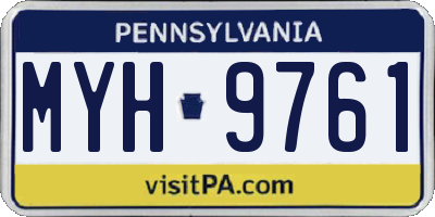 PA license plate MYH9761