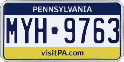PA license plate MYH9763