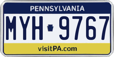 PA license plate MYH9767