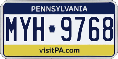 PA license plate MYH9768
