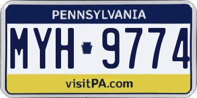 PA license plate MYH9774