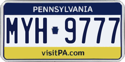 PA license plate MYH9777