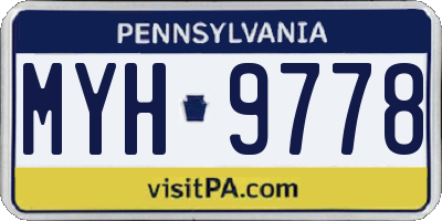 PA license plate MYH9778
