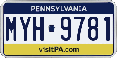 PA license plate MYH9781
