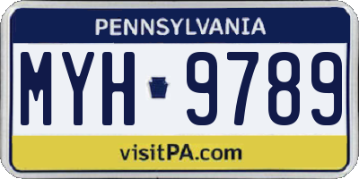 PA license plate MYH9789