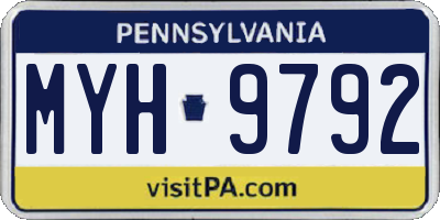 PA license plate MYH9792