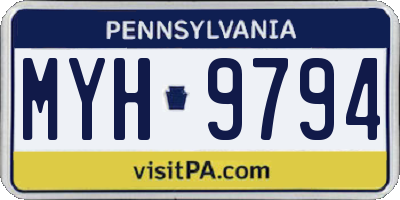 PA license plate MYH9794