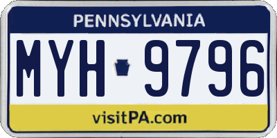PA license plate MYH9796