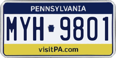 PA license plate MYH9801