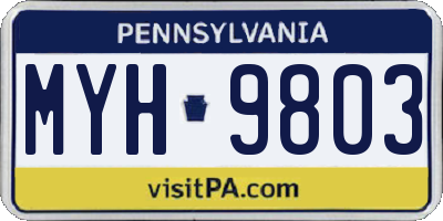 PA license plate MYH9803