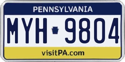 PA license plate MYH9804