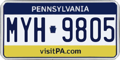 PA license plate MYH9805