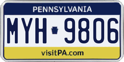 PA license plate MYH9806