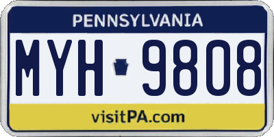 PA license plate MYH9808