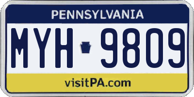 PA license plate MYH9809