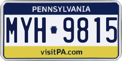 PA license plate MYH9815