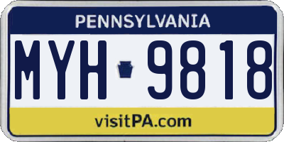 PA license plate MYH9818