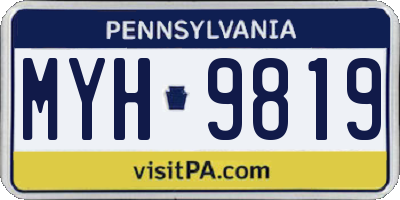 PA license plate MYH9819