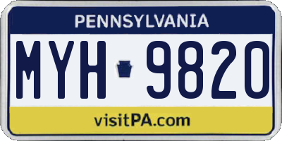 PA license plate MYH9820