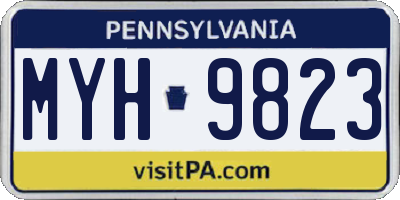 PA license plate MYH9823