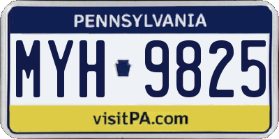 PA license plate MYH9825