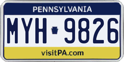PA license plate MYH9826