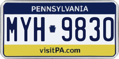 PA license plate MYH9830