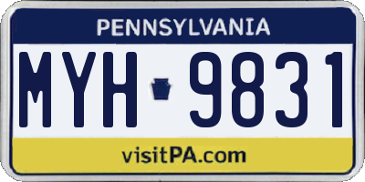 PA license plate MYH9831
