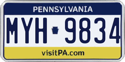 PA license plate MYH9834