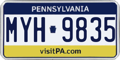 PA license plate MYH9835