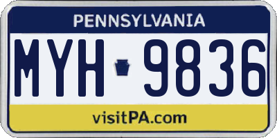 PA license plate MYH9836