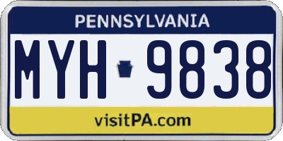 PA license plate MYH9838
