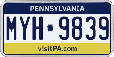 PA license plate MYH9839