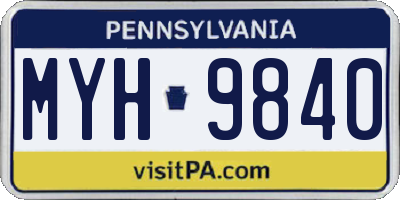 PA license plate MYH9840