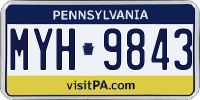 PA license plate MYH9843
