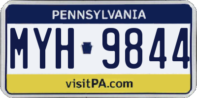 PA license plate MYH9844