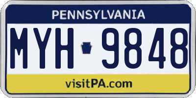 PA license plate MYH9848