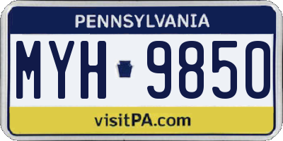 PA license plate MYH9850