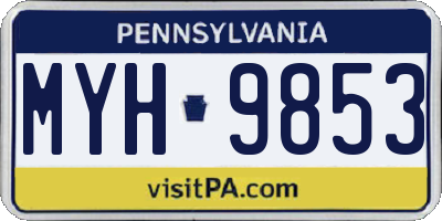PA license plate MYH9853