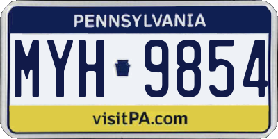 PA license plate MYH9854