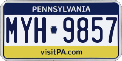 PA license plate MYH9857