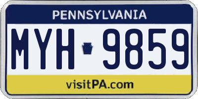 PA license plate MYH9859