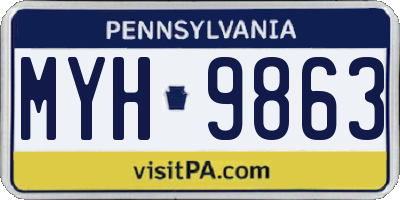PA license plate MYH9863