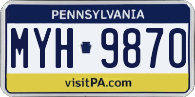 PA license plate MYH9870